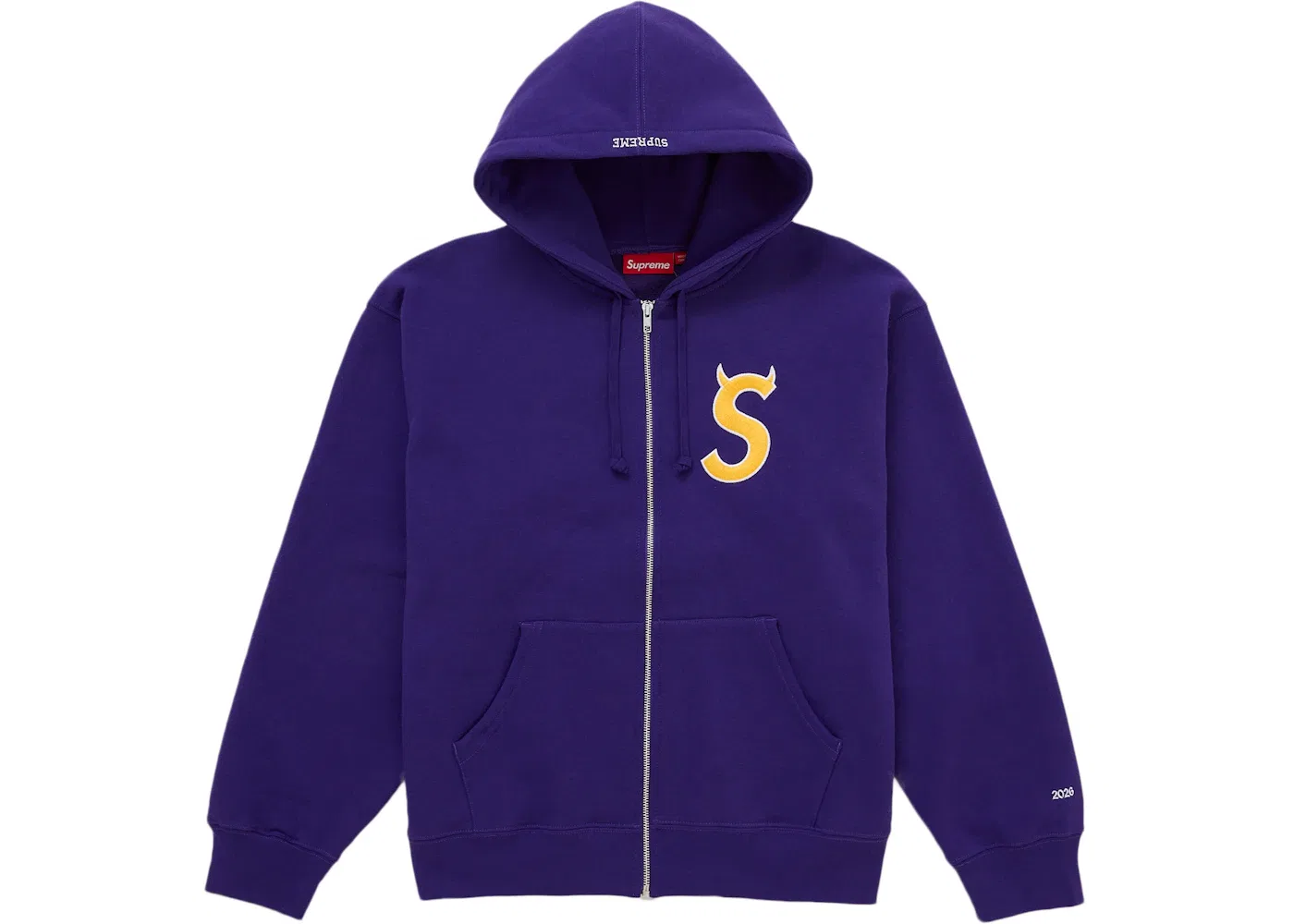 Мужская худи на молнии с капюшоном с принтом Devil S Logo Supreme, Purple
