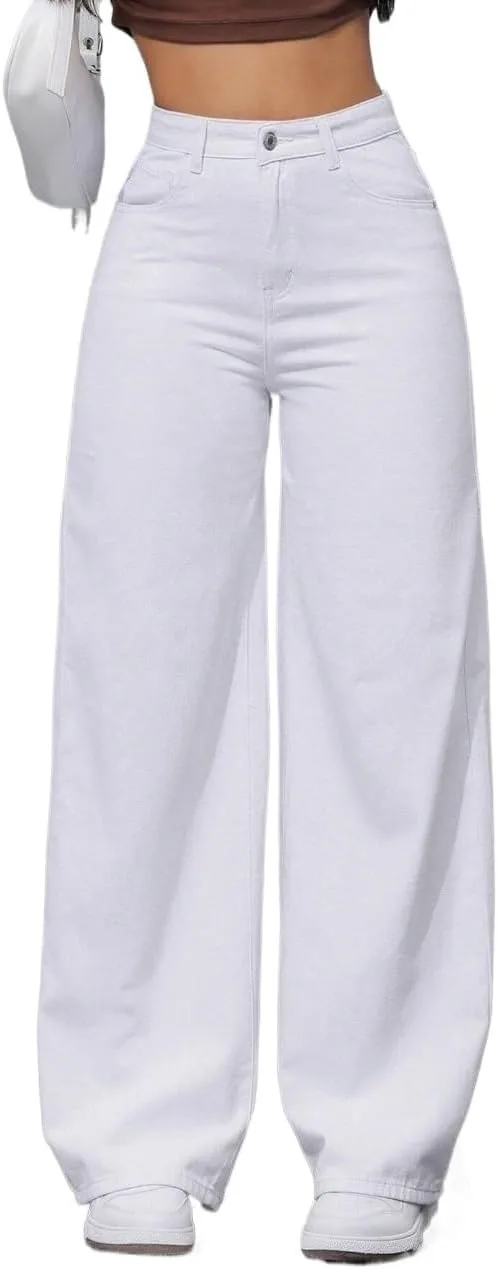 Женские классические джинсы Wide Leg Loose Fit Generic, белый