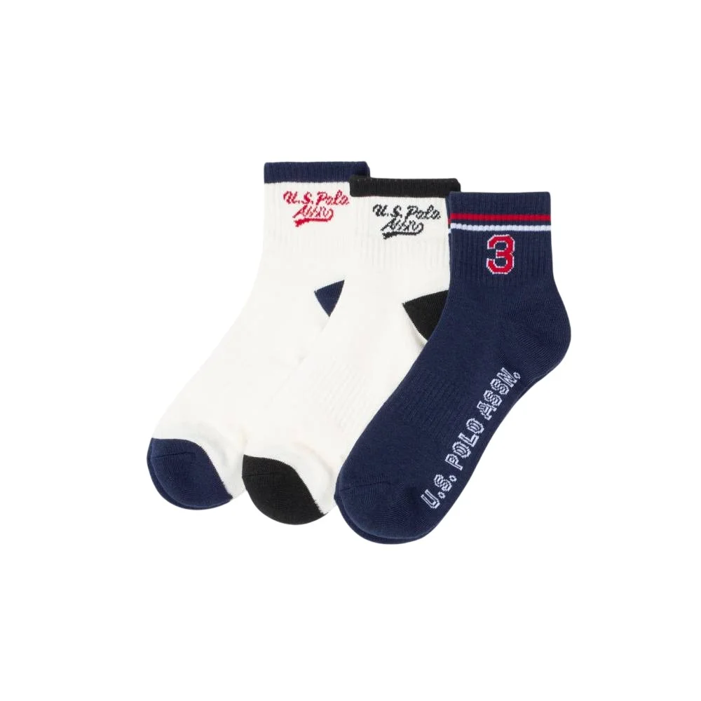 Комплект мужских носков  U.S. Polo Assn. Collegiate High Quarter Crew, 3 пары, белый/черный/темно-синий