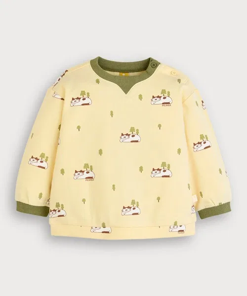 Детский комплект из лонгслива и брюк с принтом животных moimoln, Yellow — фото 2