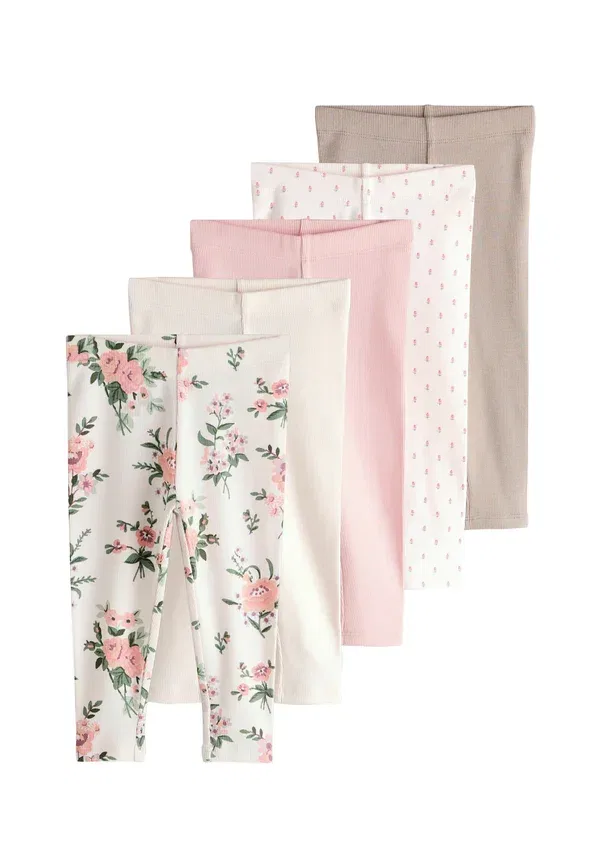 Комплект из 5 леггинсов, хлопок с эластаном, Next, pink, розовый