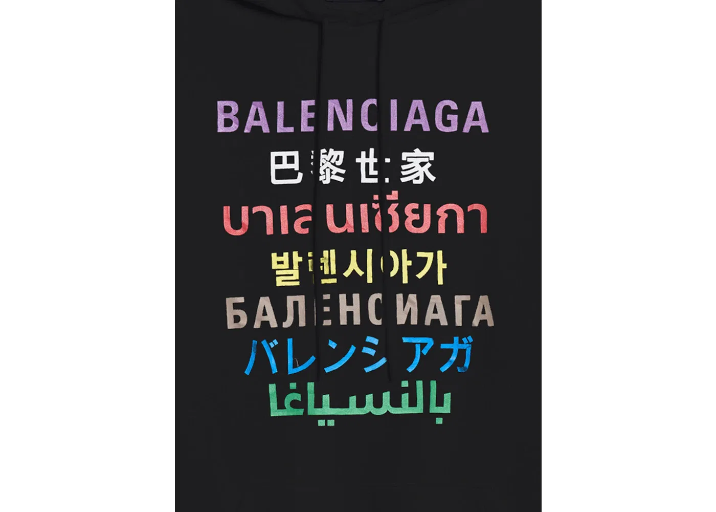 Мужской худи с принтом Languages Medium Fit Balenciaga, Black Multi — фото 3