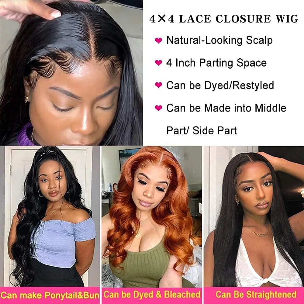 Парик из натуральных волос Body Wave 4x4 Lace Front 16 дюймов от TOOCCI Toocci — фото 3