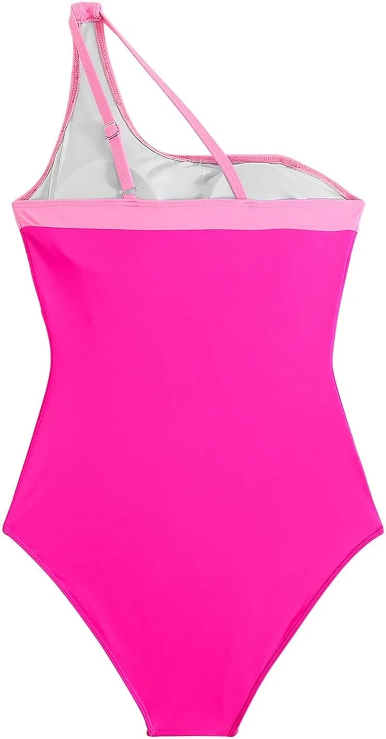 Женский цельный купальник слимминг Push up Colorblock, A01 Hot Pink — фото 4