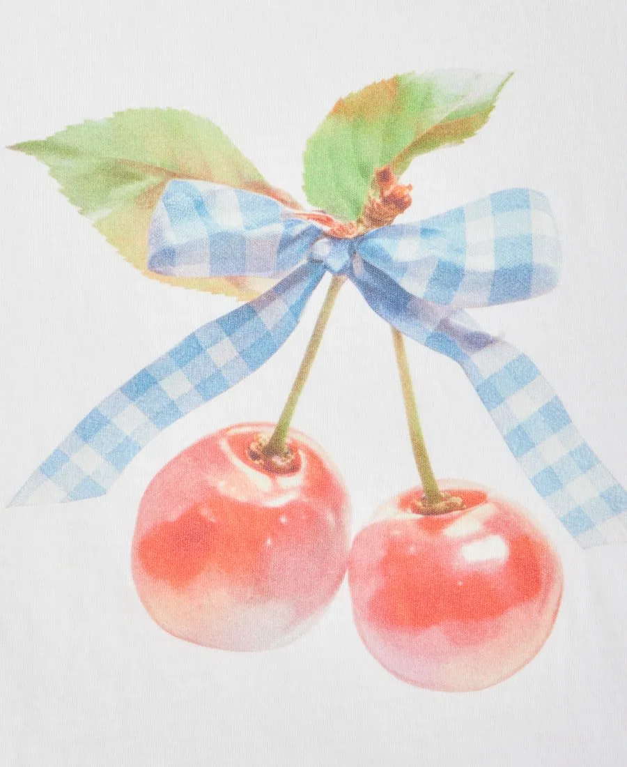 Детская футболка с принтом медвежонка Cherry Bow With Jules, White — фото 3