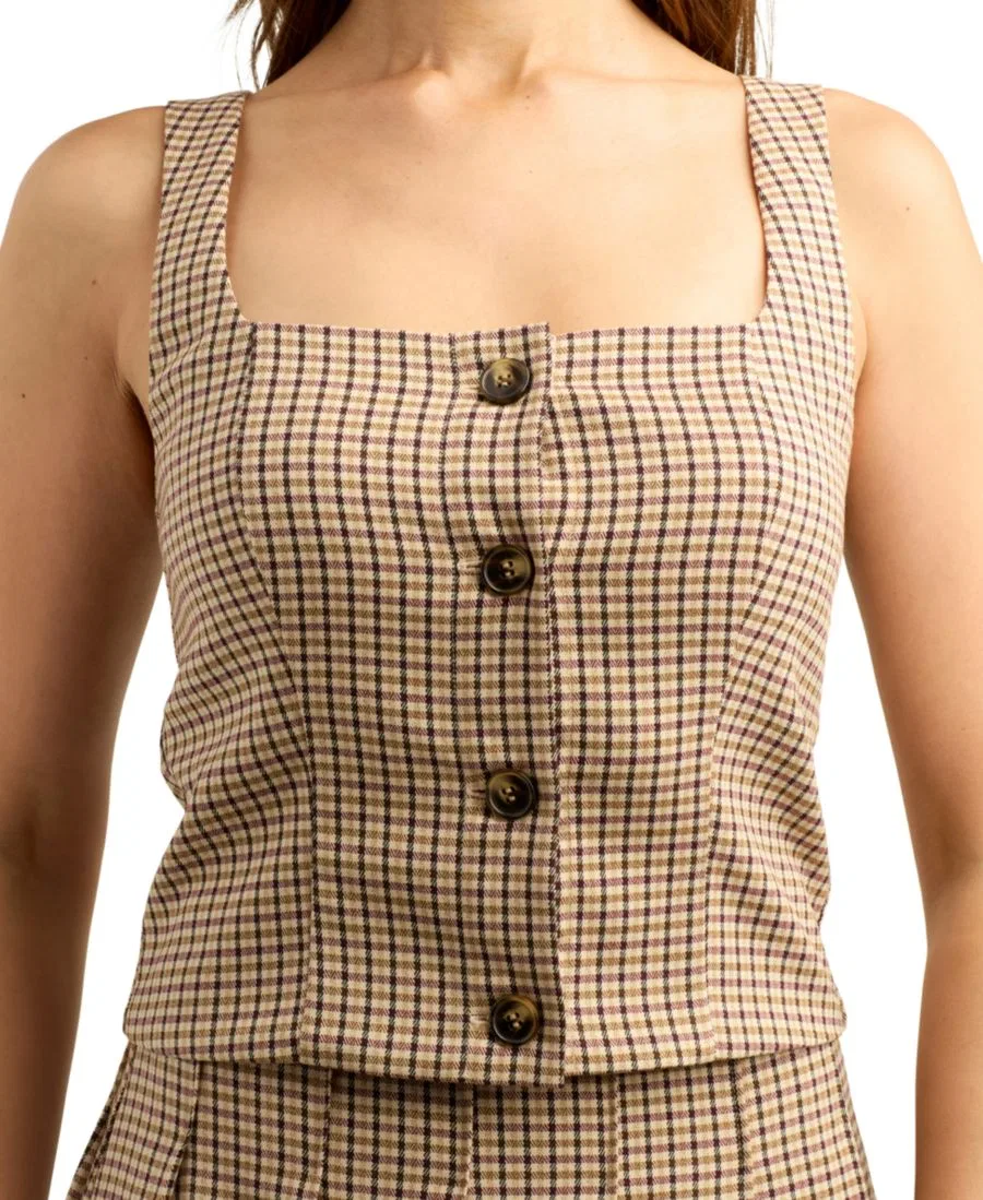 Топ без рукавов с квадратным вырезом, модель Square Neck Button-Front BCX, Color 4 — фото 3
