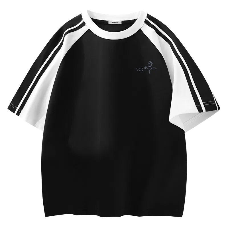 Детская футболка с круглым вырезом Flower Language Line Chest Logo MINISO, Black