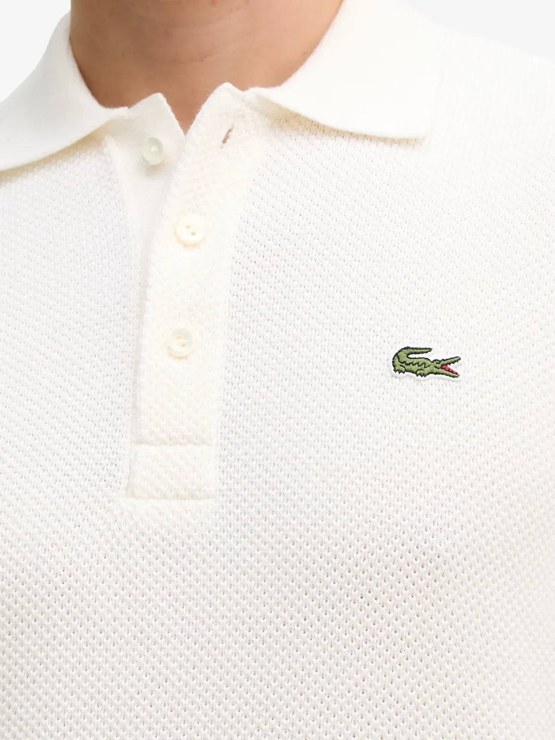Поло с патчем логотипа белое Lacoste, белый — фото 2