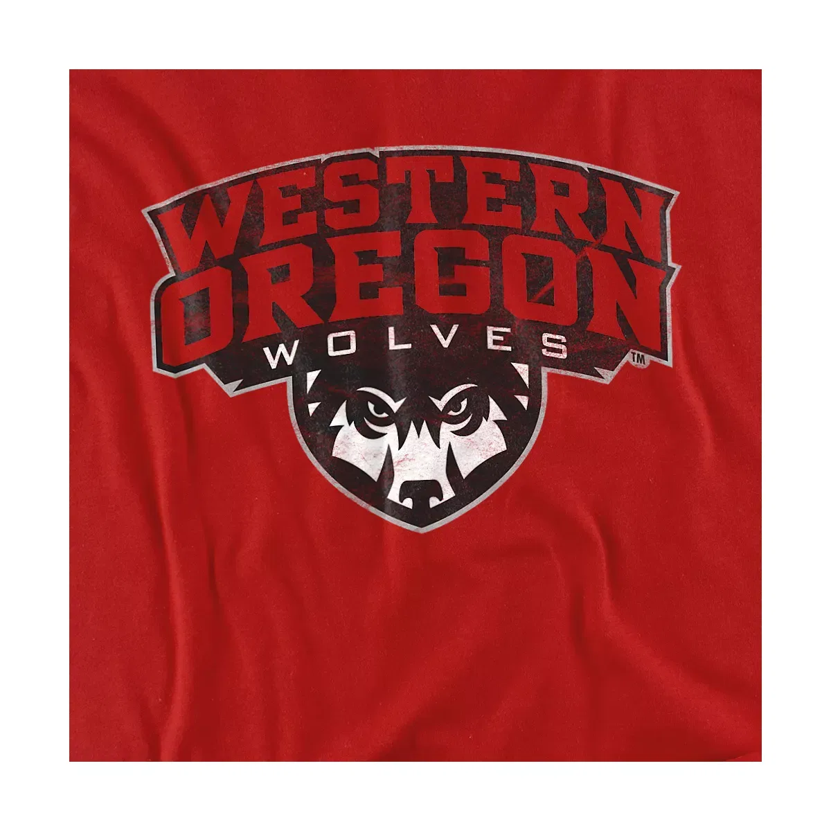 Детская футболка с принтом Western Oregon University Distressed Primary Kids T-Shirt NCAA, Red — фото 2