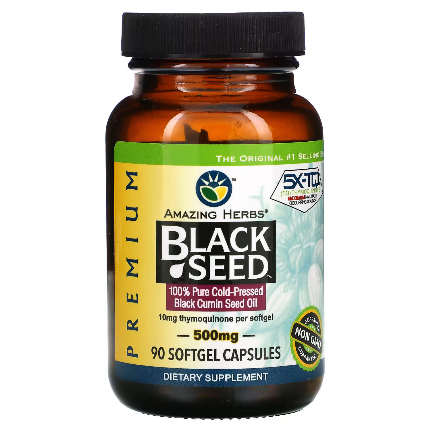 

Amazing Herbs, Black Seed, 500 мг, 90 гелевых капсул