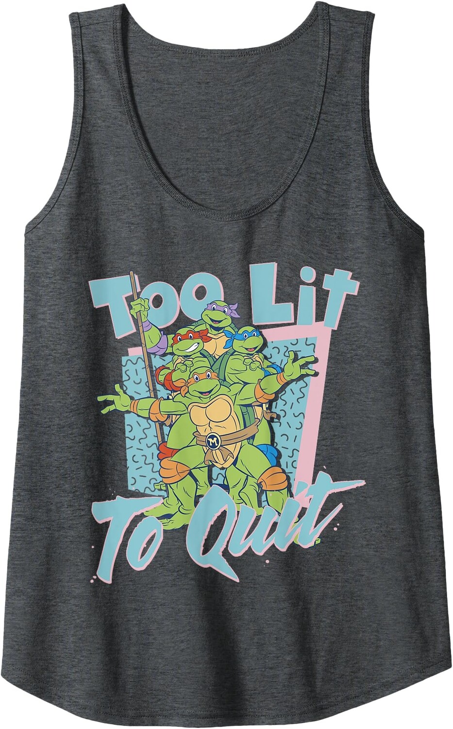 

Женская майка Nickelodeon Teenage Mutant Ninja Turtles Too Lit To Quit, темно-серый вереск