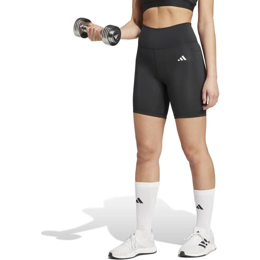 Леггинсы-шорты с карманом Optimé Essentials Stash Pocket 7-Inch Short Leggings adidas, Черный