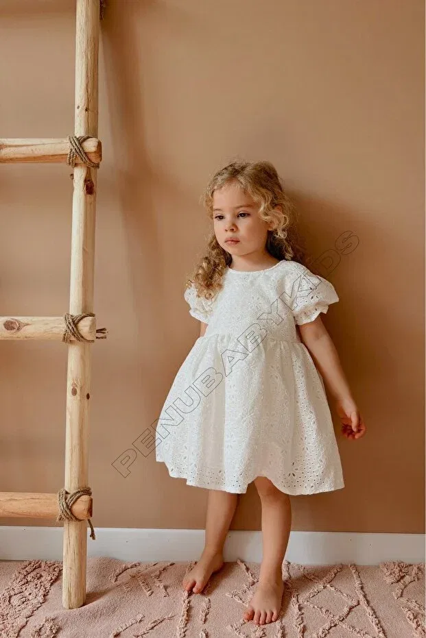 Детское платье для девочек с коротким рукавом diana Penu Baby Kids, White — фото 4