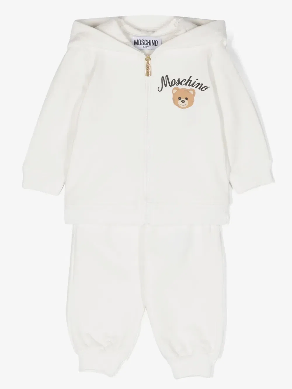 Спортивный костюм с капюшоном и принтом Teddy Bear Moschino Kids, белый