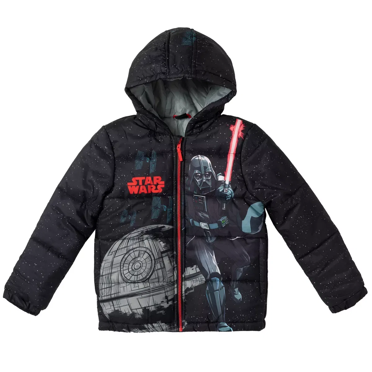 Детское пальто-пуховик с принтом Star Wars TIE Fighter Darth Vader Zip Up Puffer Jacket Star Wars, Black — фото 3