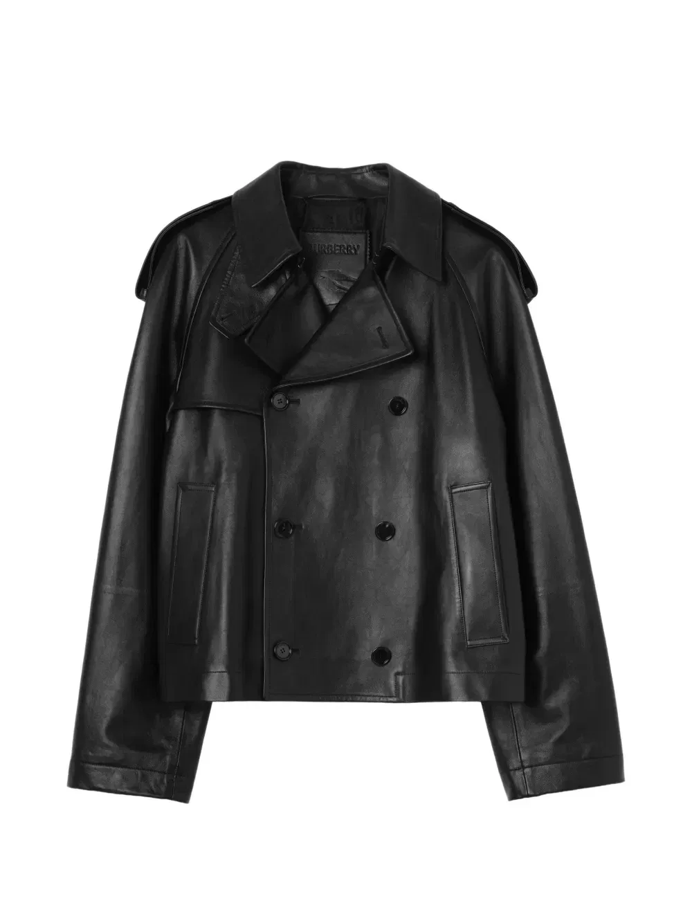 Плащ Burberry Лиденхэм, укороченный, кожаный, черный