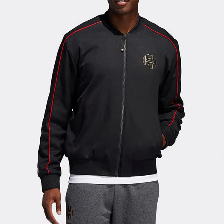Куртка баскетбольная с длинным рукавом Harden Adidas, черная — фото 2
