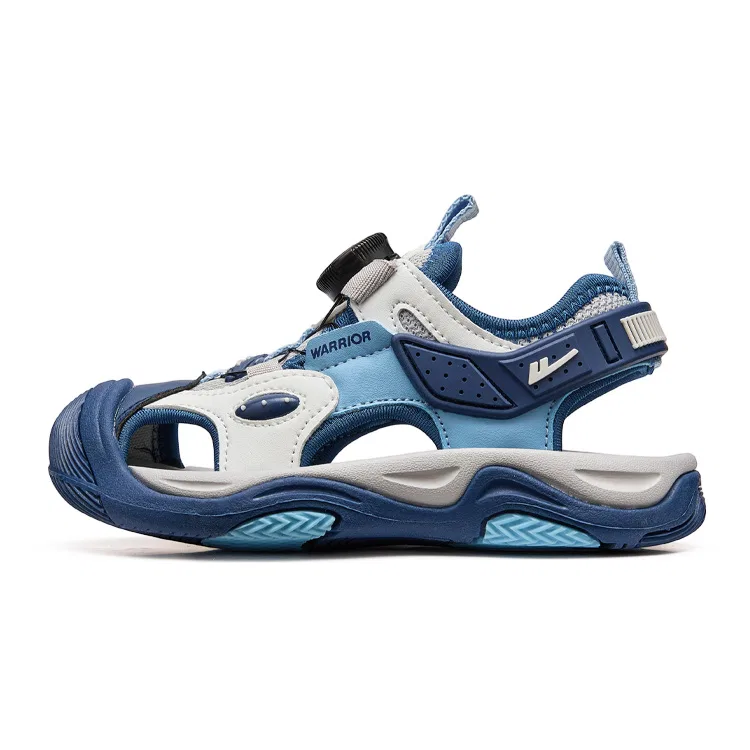 Детские сандалии с закрытым носком Gray/White/Blue WARRIOR