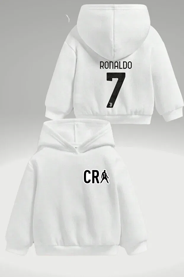 Детское худи для девочек с принтом Cristiano Ronaldo CR7, Aemi, White — фото 2