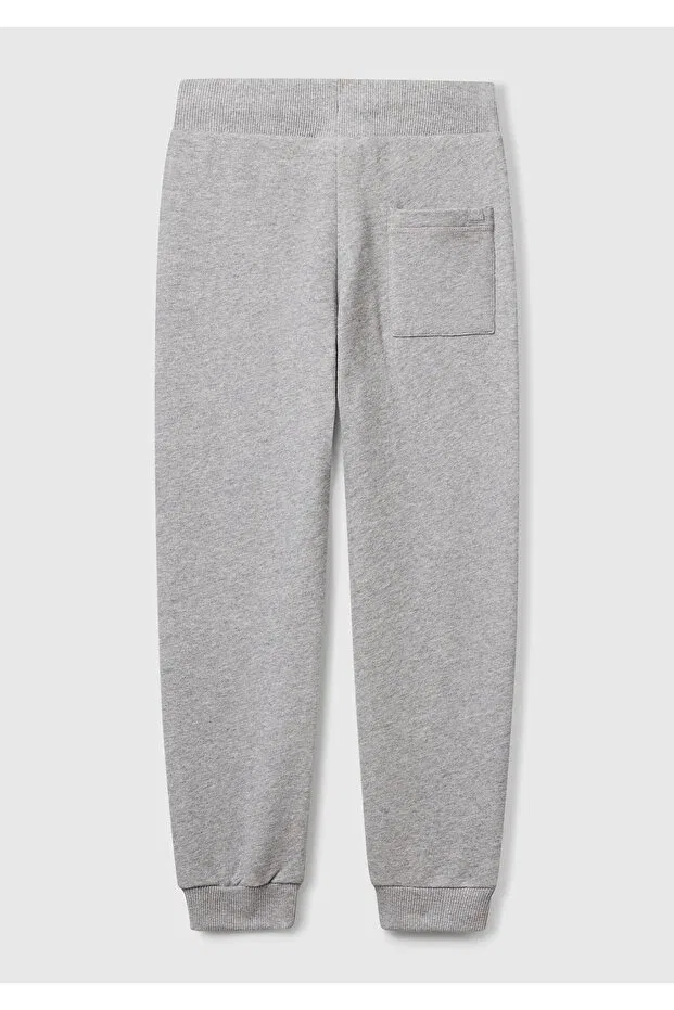 Детские спортивные штаны без карманов Benetton label logo sweatpants United Colors Of Benetton, Gray Melange — фото 2