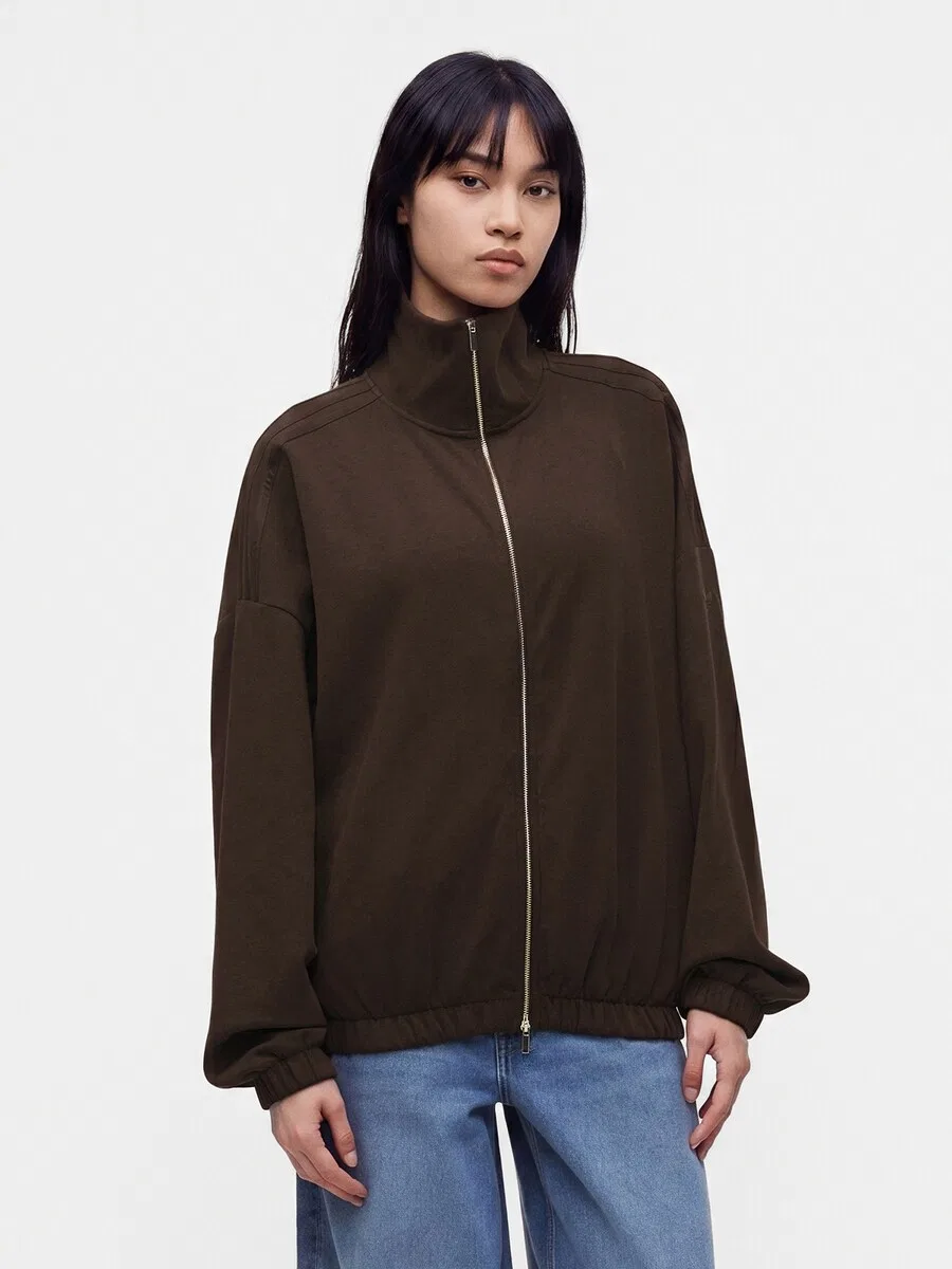 Толстовка на молнии ADIDAS ORIGINALS 'Full Zip Sweatshirt Long' в шоколадном цвете — фото 2