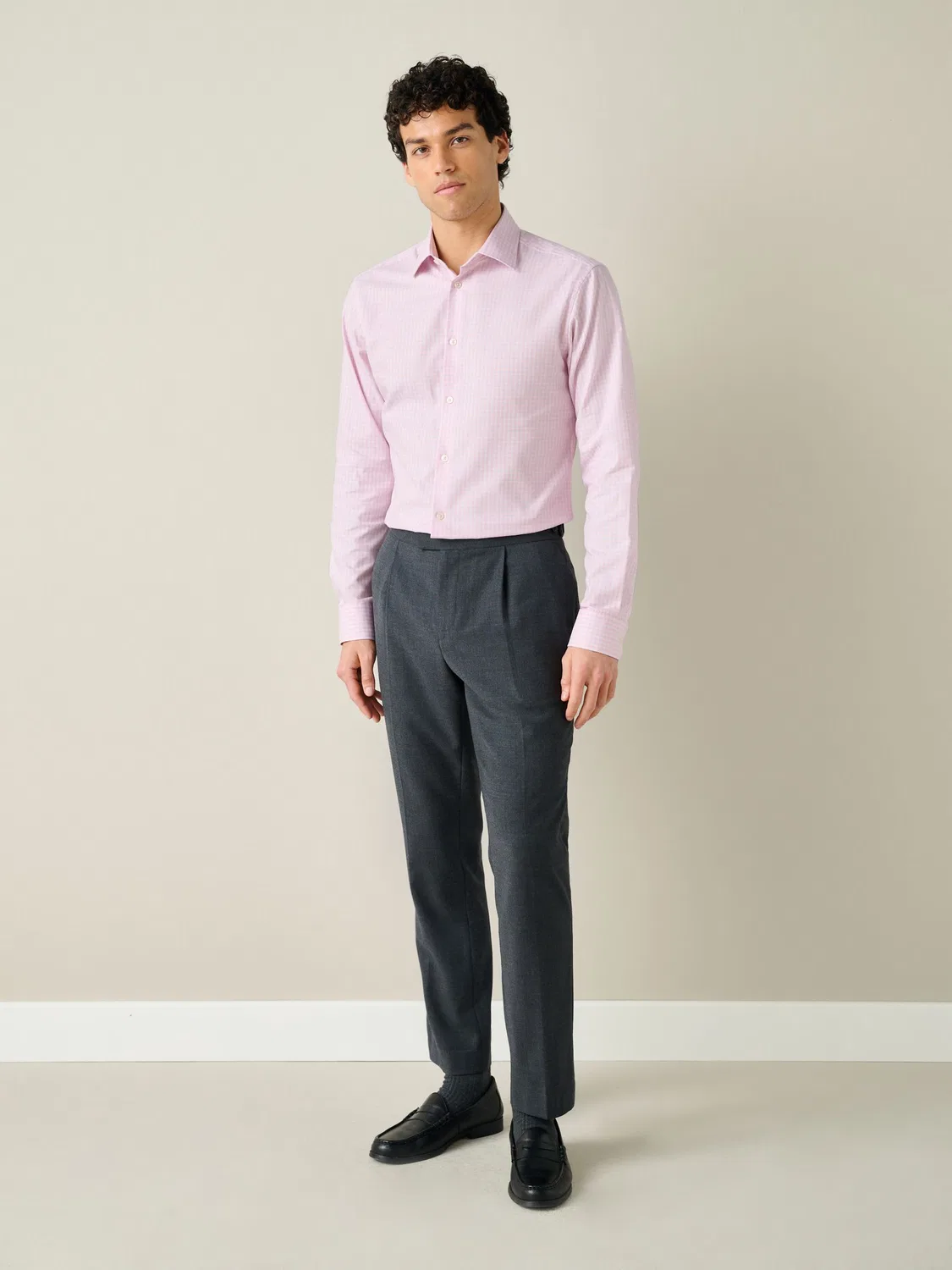 Рубашка формальная с гингемом, Slim Fit, Light Pink Gingham Next — фото 2