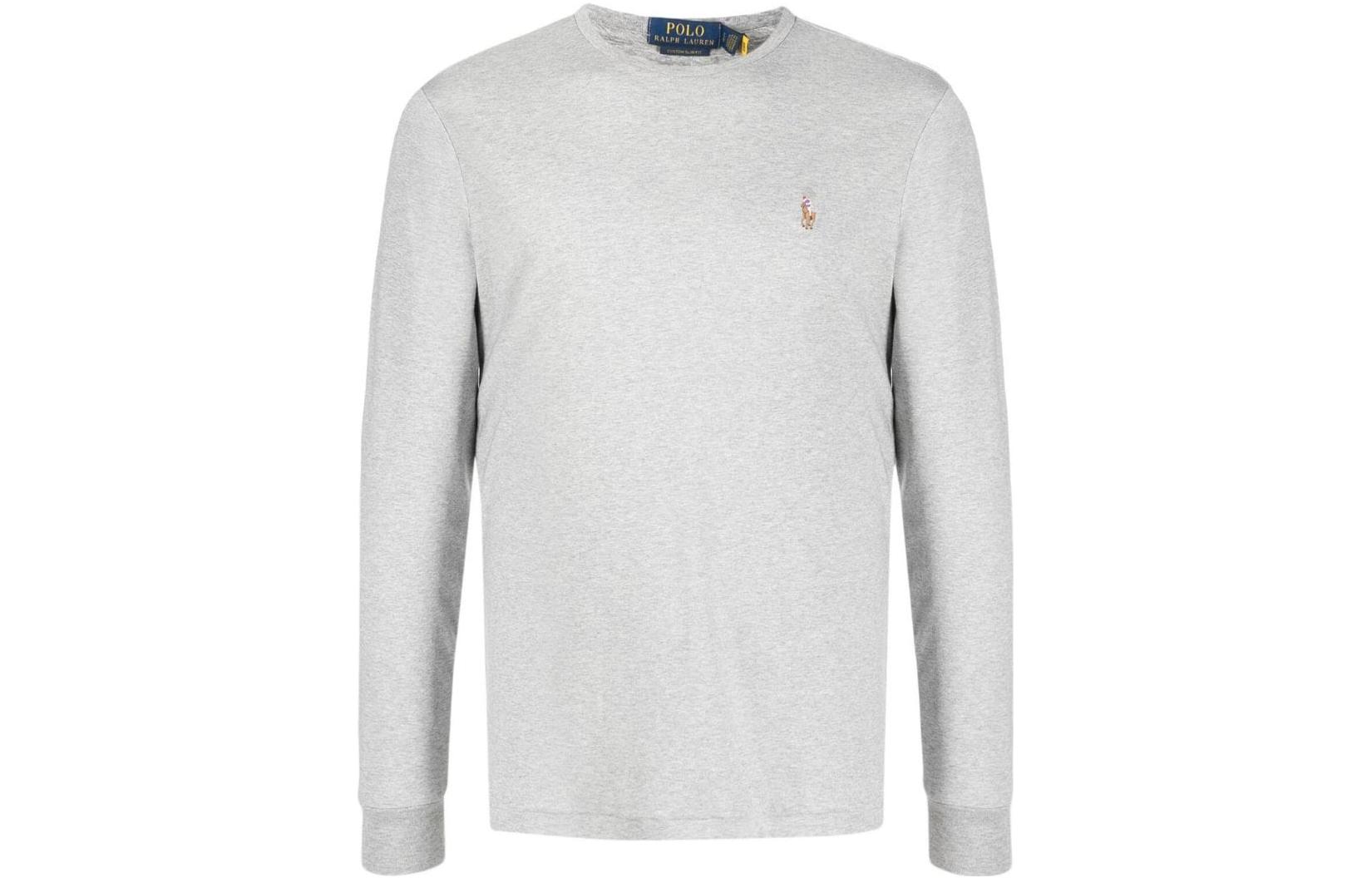 Поло пони хлопковая футболка Polo Ralph Lauren, светло-серый