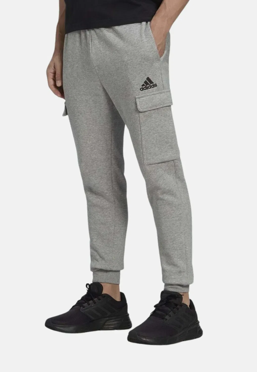 Pantalones de deporte Essentials флисовый стандартный зауженный карго - спортивные штаны Adidas Performance, Grey Black