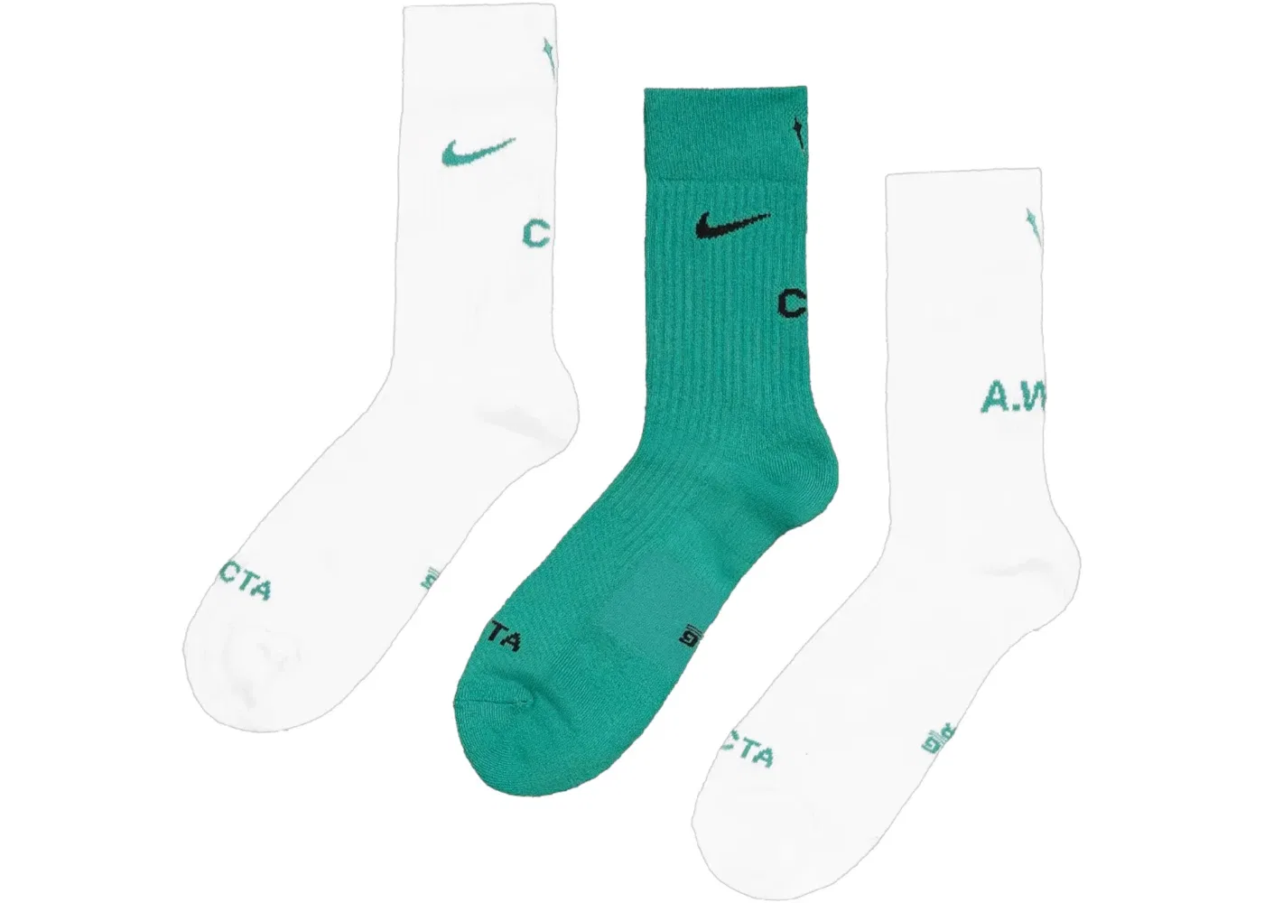 Мужские носки с принтом Nike NOCTA Socks (3 Pack), Neptune Green/White