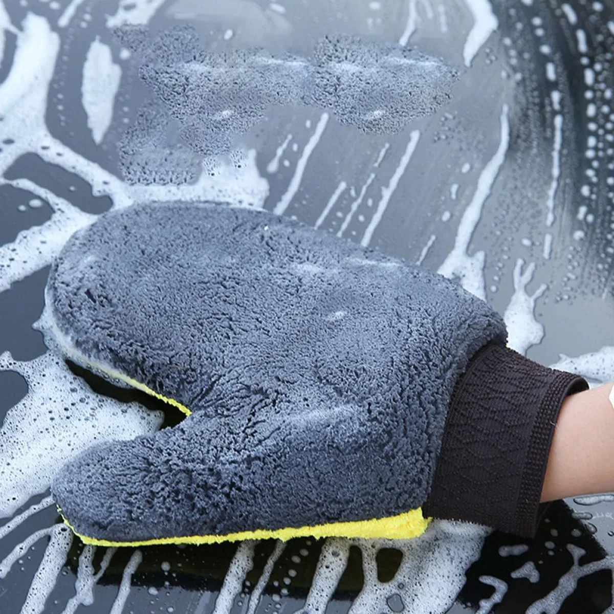 Автомобильные перчатки для мытья нескользящие и водоотталкивающие из кораллового флиса, безопасные и без царапин, 3 шт, FOYTOKI, 24x20x1 см — фото 4