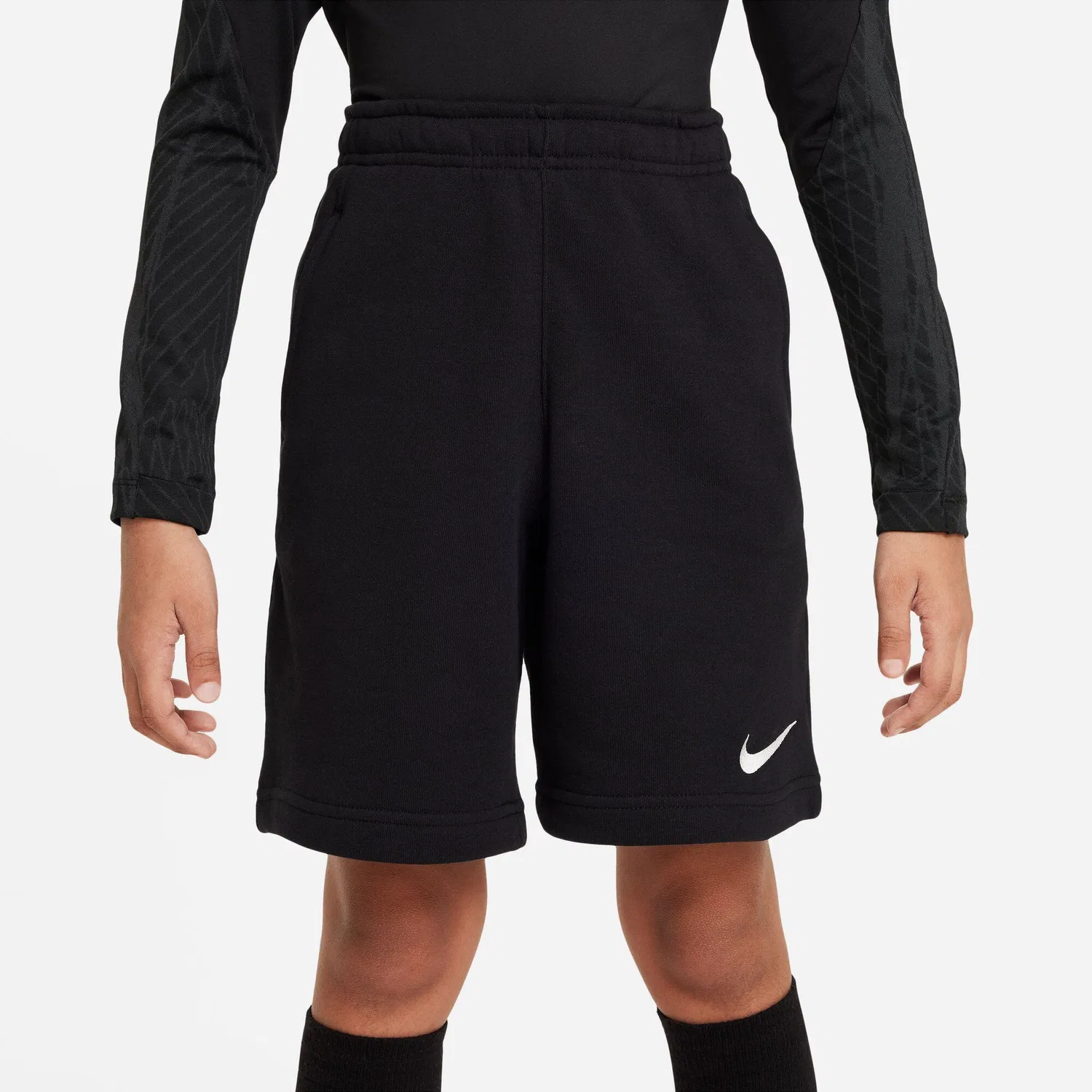 Детские спортивные шорты с флисом Nike Fleece Park 20 Jogger Shorts, Черный Белый — фото 3