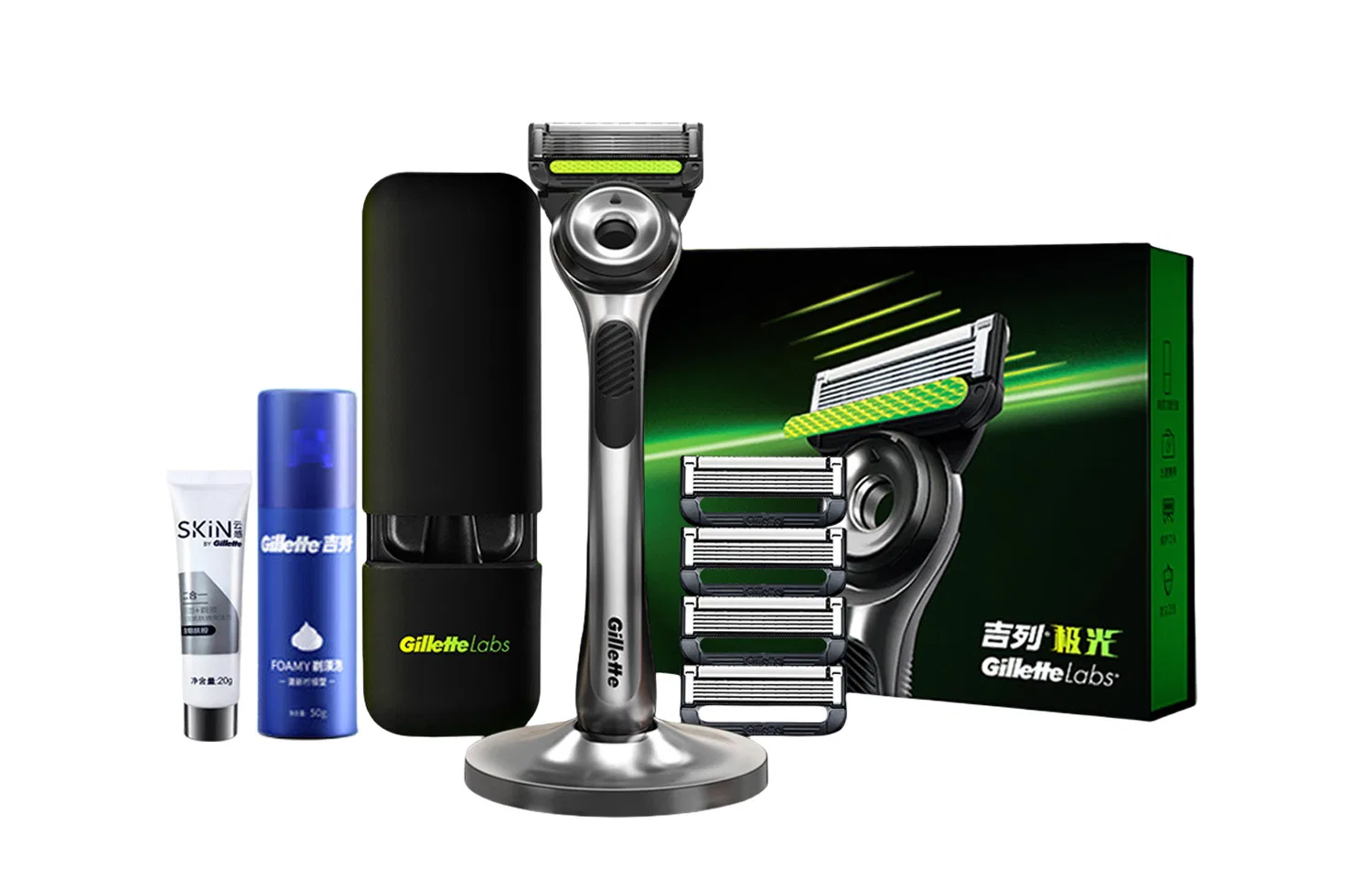 Мужская бритвенная система Aurora с 2 сменными кассетами и пеной для бритья, Gillette, Black — фото 3