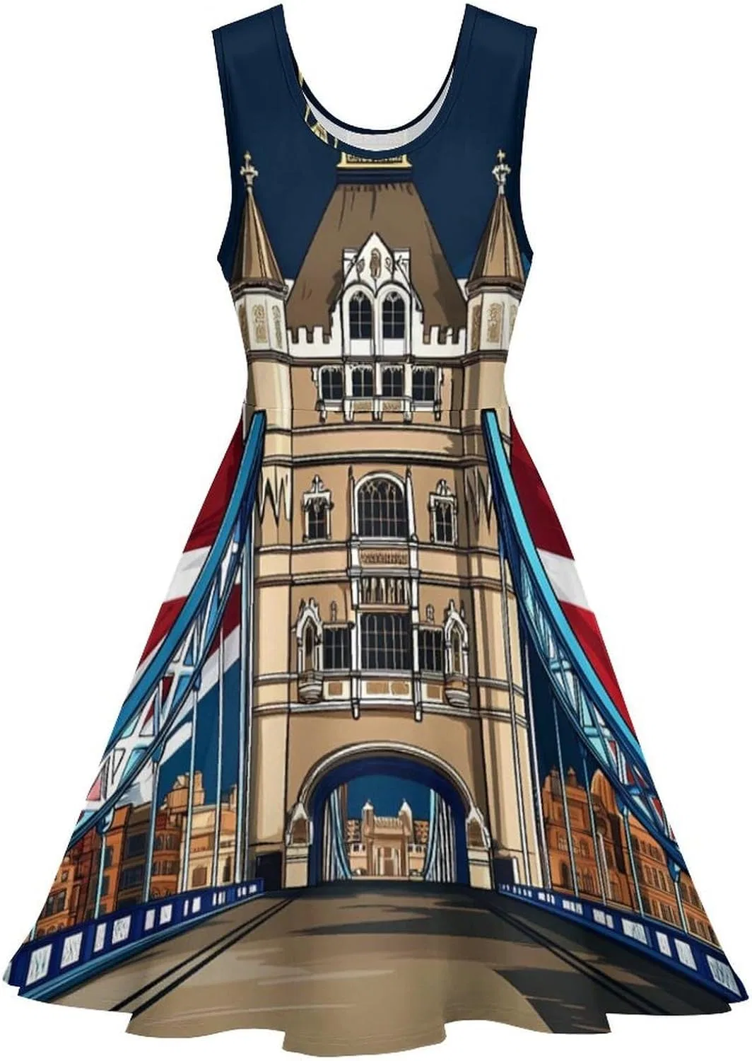 Женское летнее платье без рукавов с воланами, London Tower Bridge — фото 2