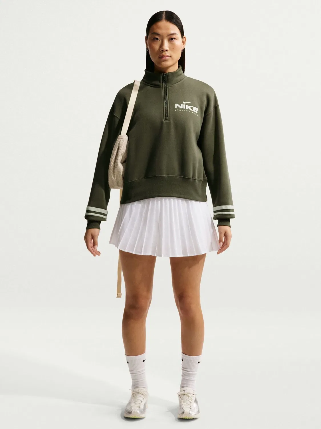 Толстовка оверсайз с четвертью молнии Nike Khaki Green, хаки — фото 2