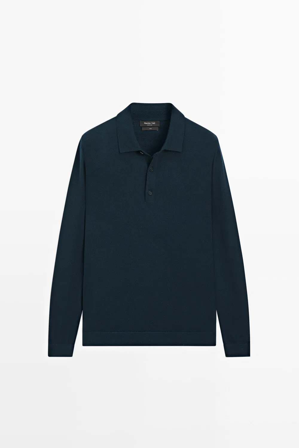 Поло-свитер Massimo Dutti 100% Merino Wool Knit, темно-синий — фото 2