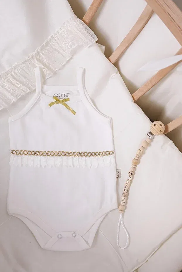 Детское боди для девочек с блестками Babyhola, White