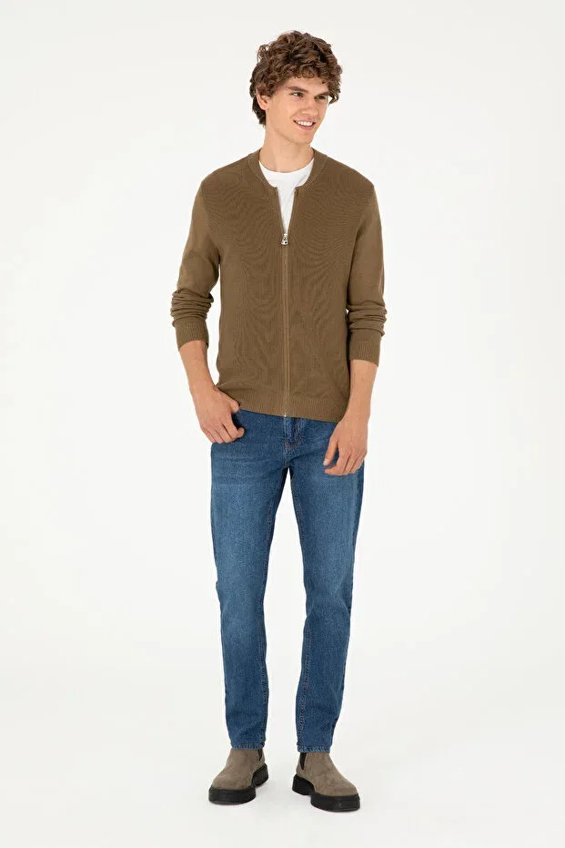 Мужской кардиган базовый из трикотажа U.S. Polo Assn., Khaki — фото 4