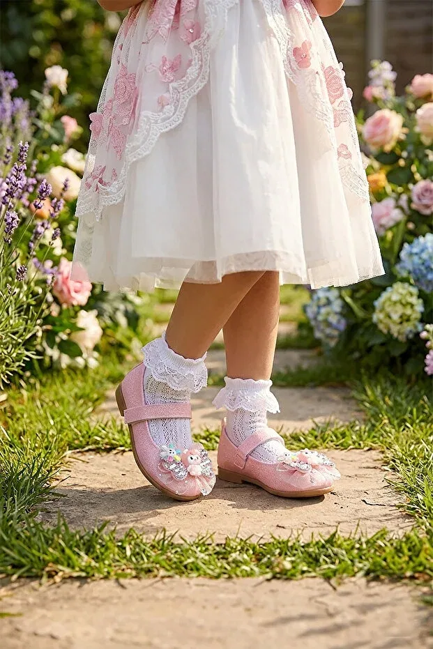 Детские балетки для девочек с блестками Kiko Kids, White - White — фото 3