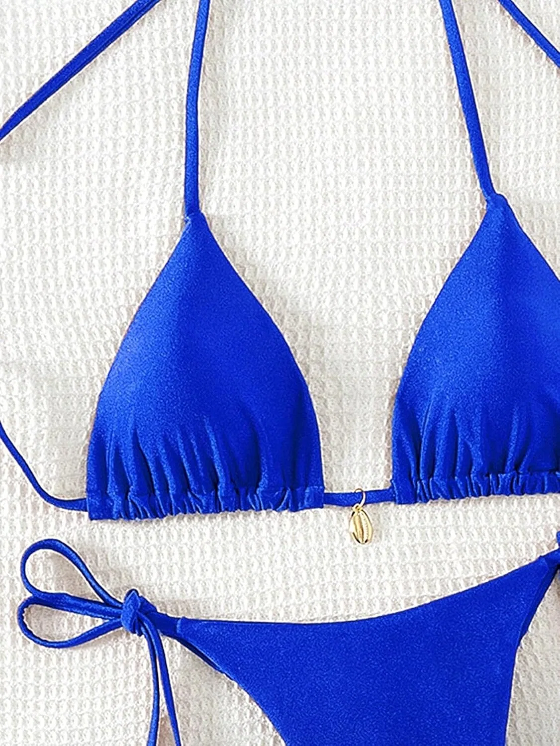 Женский бикини-комплект с высокой талией и завязками CIVOUX, Royal Blue — фото 4