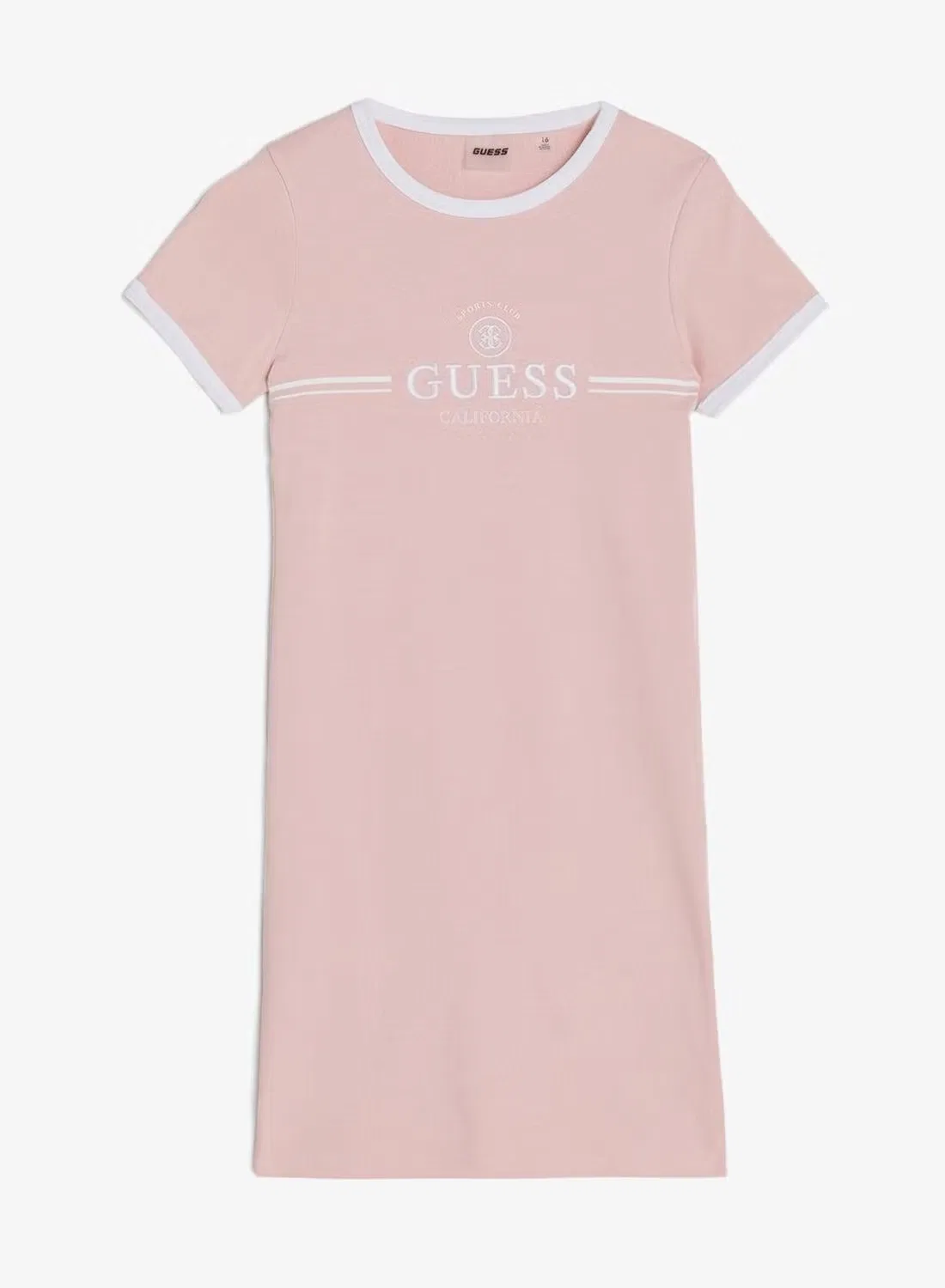 Платье-мини с коротким рукавом с логотипом Guess, светло-розовый — фото 2
