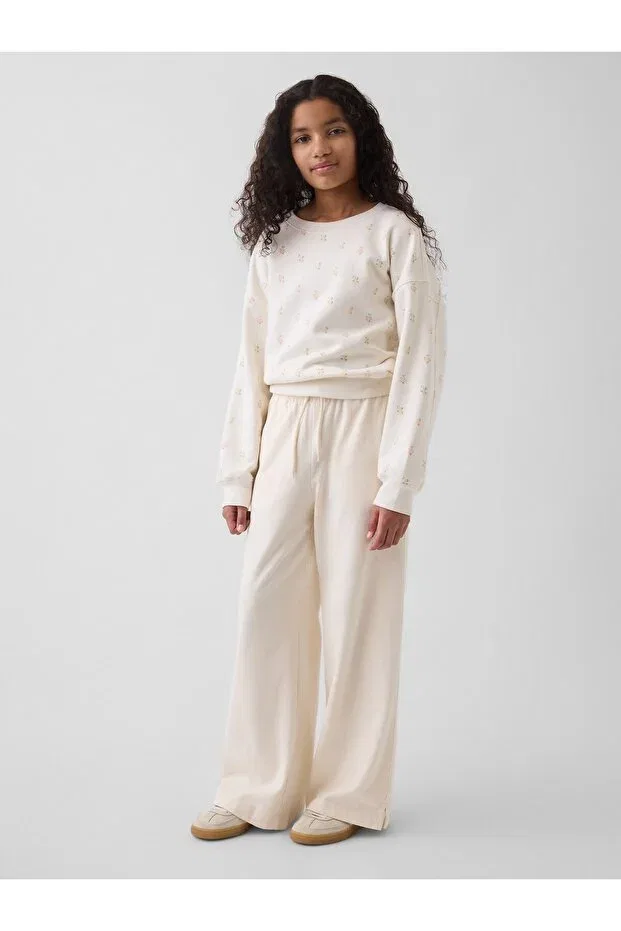 Детские широкие спортивные штаны для девочек Relaxed Fit Gap, Off White-000
