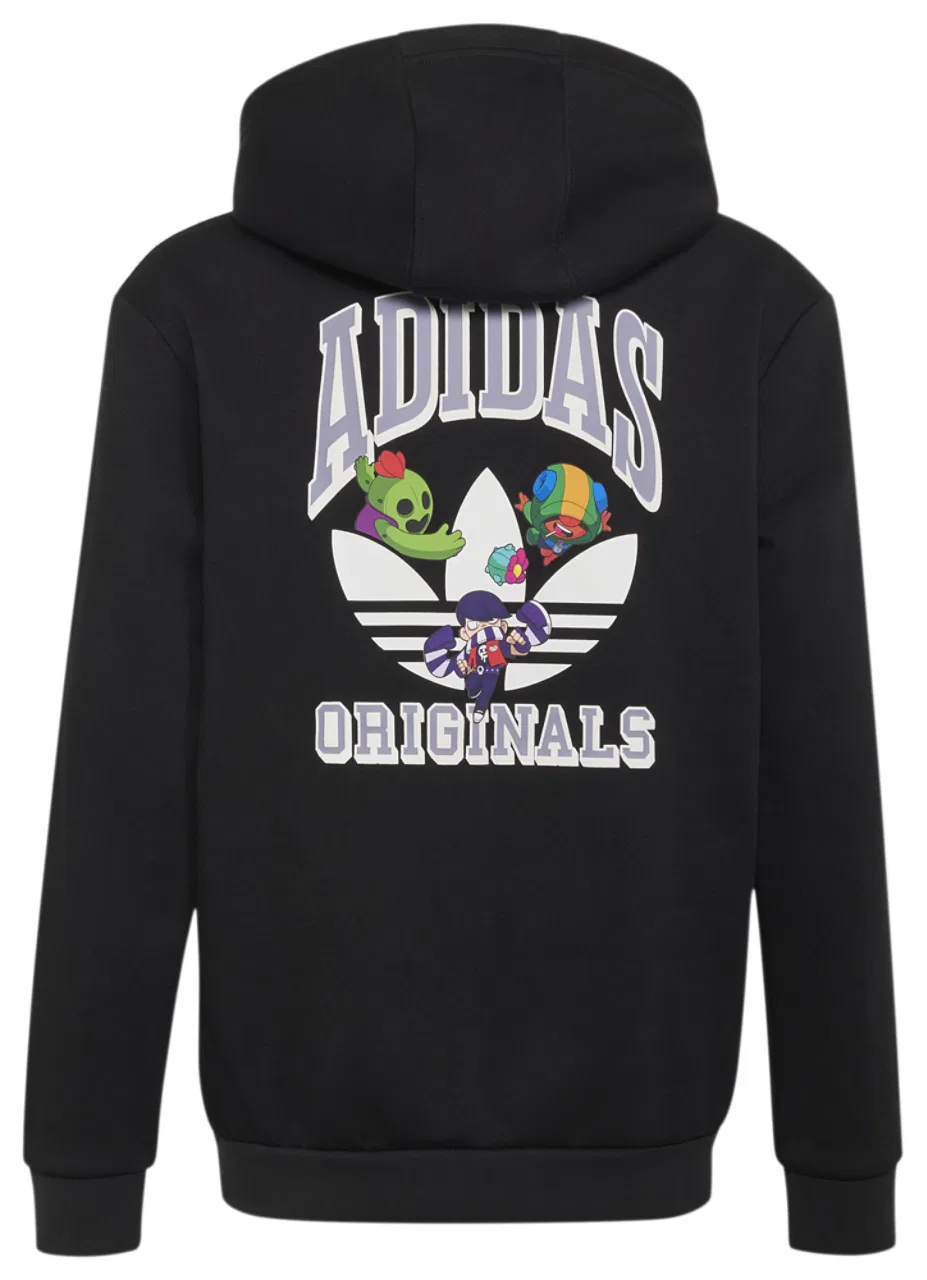 Детский худи с принтом Brawl Stars, свободный крой, adidas, Black/White — фото 2