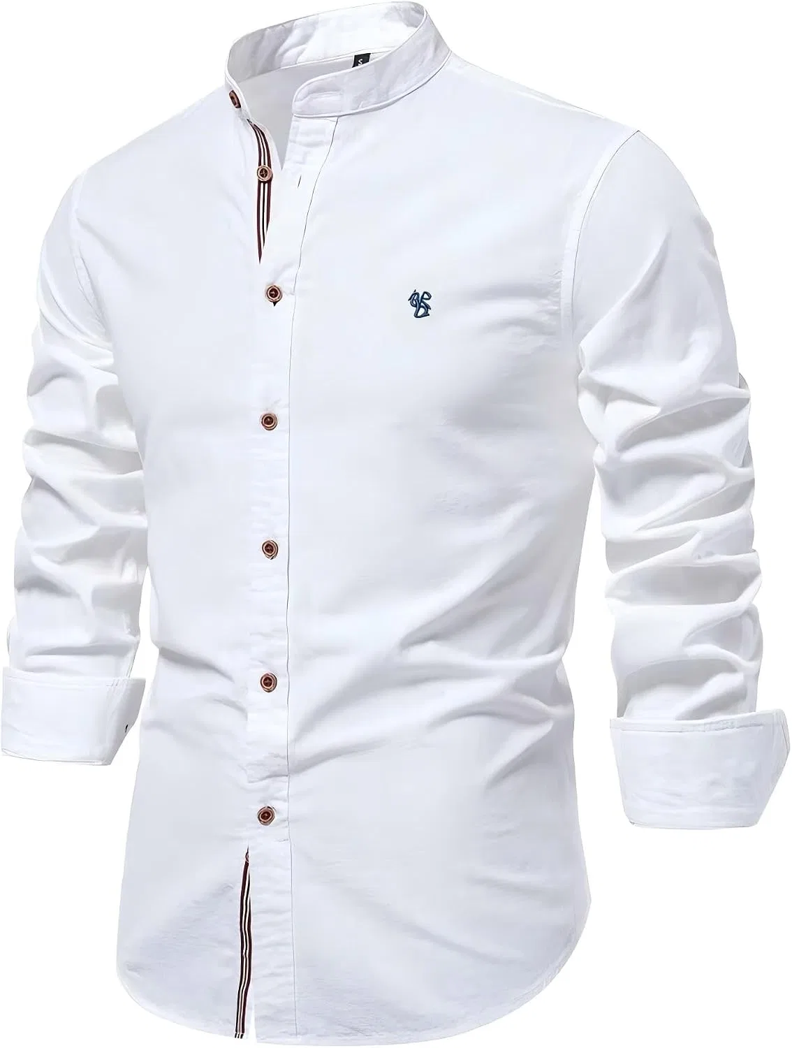 Мужская рубашка с длинным рукавом Mandarin Collar, белый