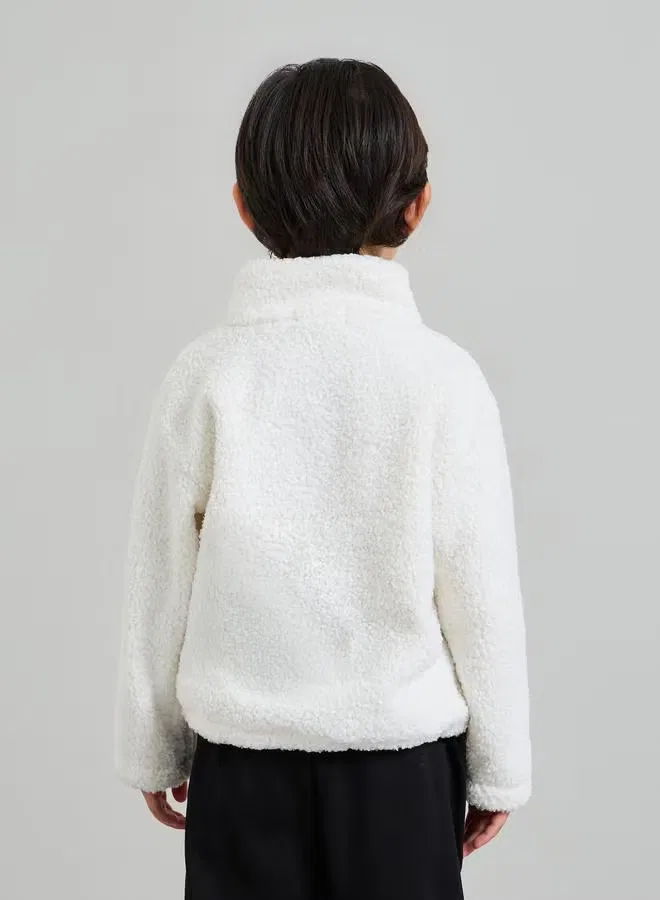 Styli Свитшот на половину молнии с флисом для мальчиков, off white — фото 4