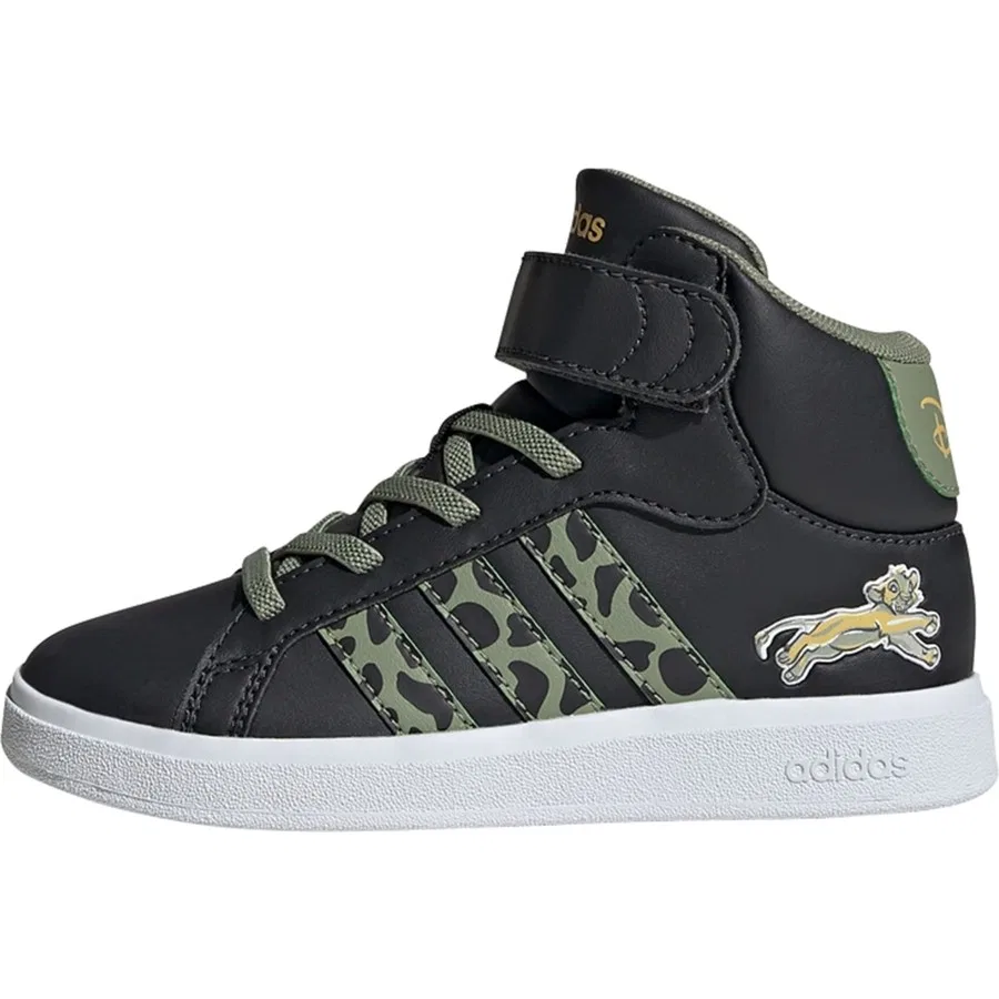 Кроссовки детские с принтом Lion King Grand Court Mid adidas, Серо-зеленый — фото 3