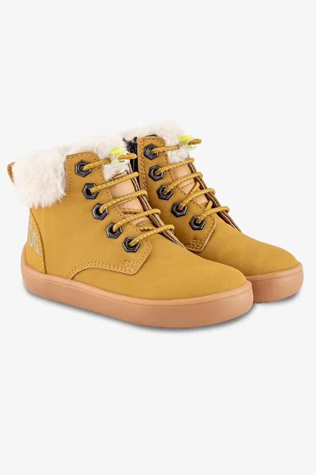 Детские ботинки для девочек меховые Hopfrög, Yellow Nubuck
