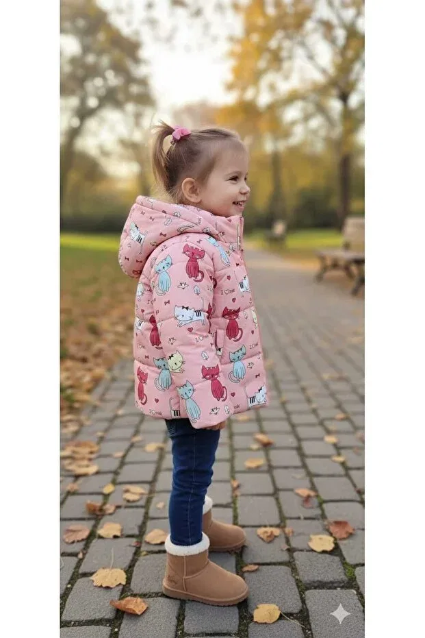 Детское пальто для девочек с принтом Moda, Pink