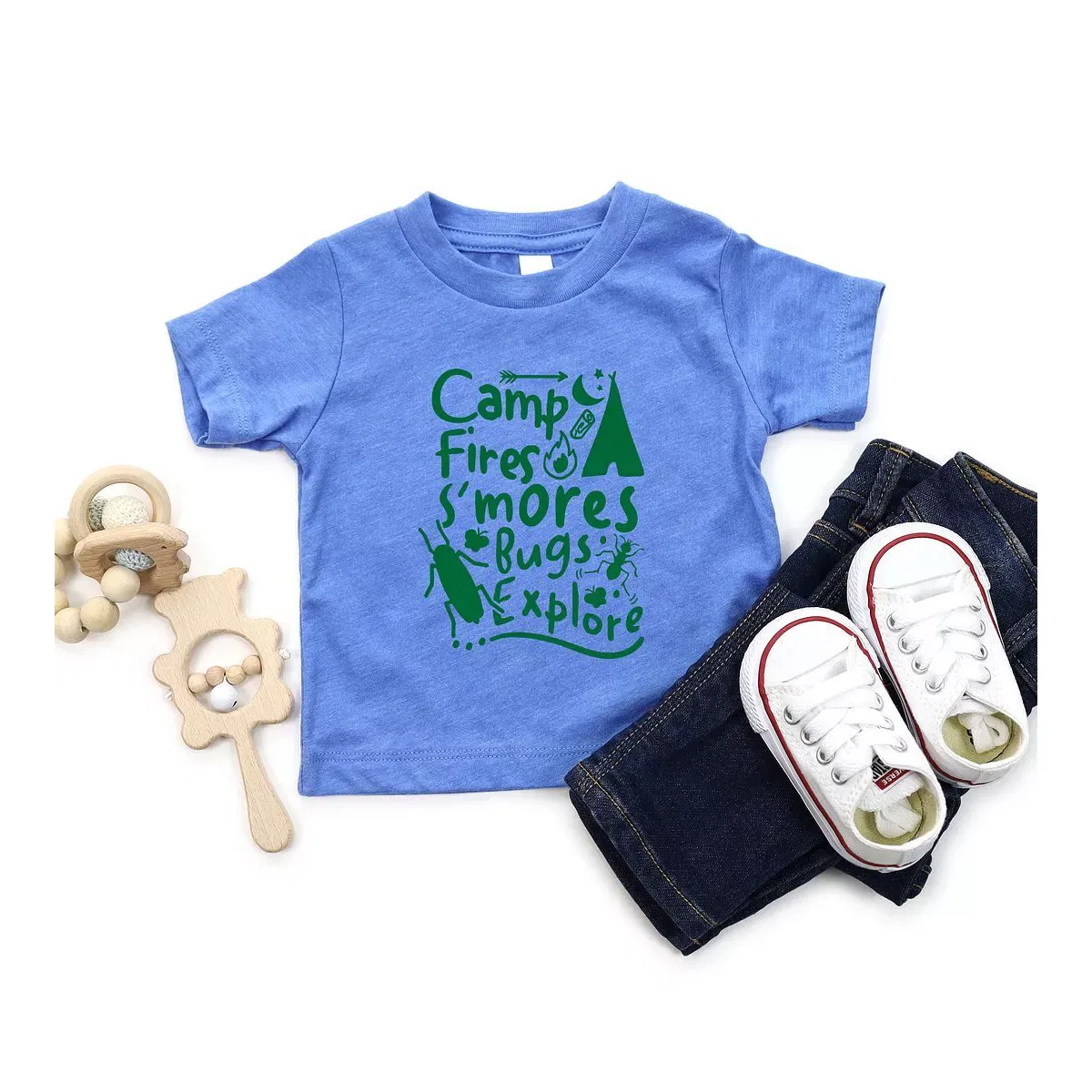 Детская футболка с принтом Camp Fire S'mores The Juniper Shop, Columbia Blue — фото 2