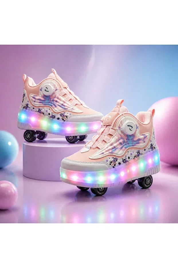 Детские кроссовки для девочек с принтом Fun Led-Soled Roller Skates Rocky, Somonboğazli
