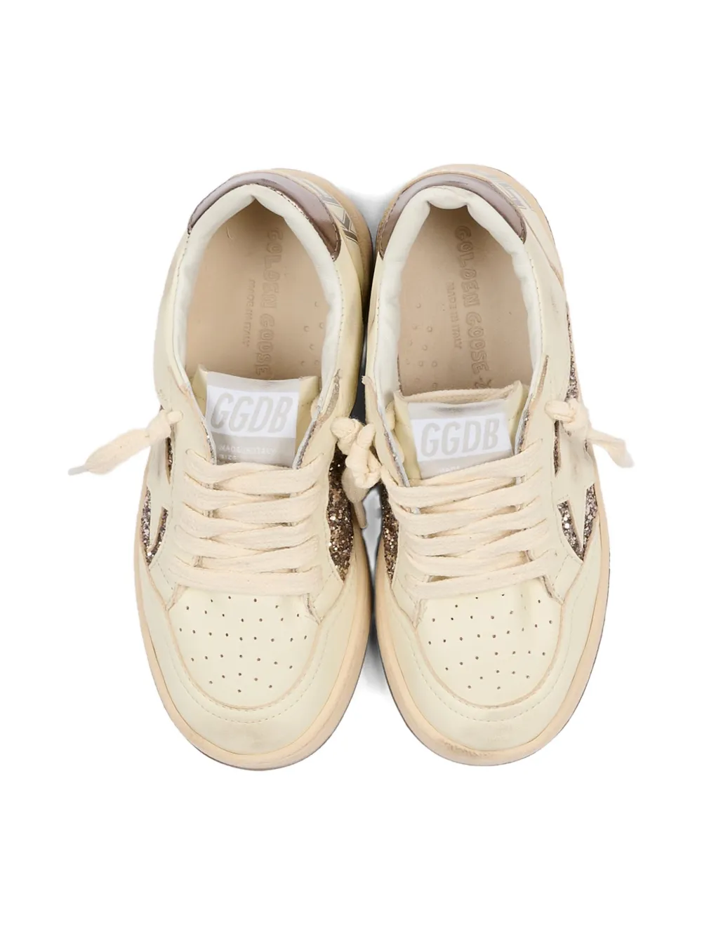 Кроссовки Ball Star с блёстками Golden Goose Kids, бежевый — фото 4